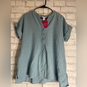 Short Sleeve with cuffs Maternity Top by Isabel Parasail Aqua Size XS